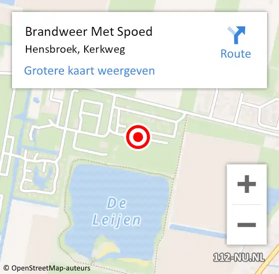 Locatie op kaart van de 112 melding: Brandweer Met Spoed Naar Hensbroek, Kerkweg op 13 september 2017 09:38