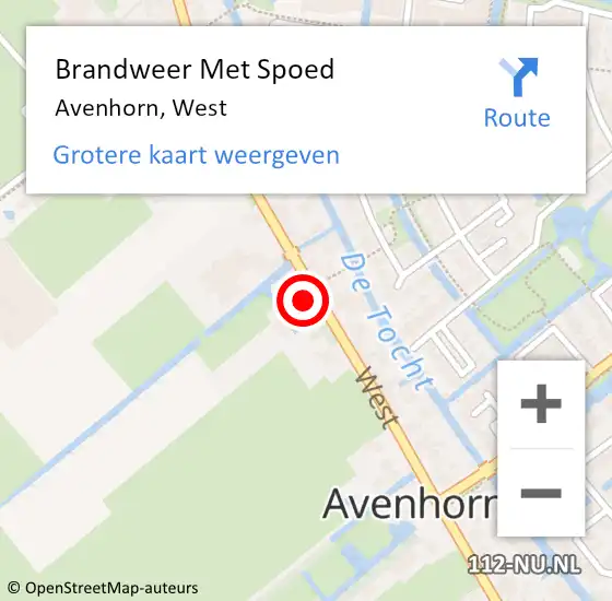 Locatie op kaart van de 112 melding: Brandweer Met Spoed Naar Avenhorn, West op 13 september 2017 09:46