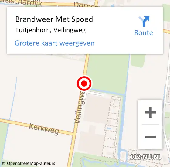 Locatie op kaart van de 112 melding: Brandweer Met Spoed Naar Tuitjenhorn, Veilingweg op 13 september 2017 10:10