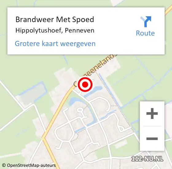 Locatie op kaart van de 112 melding: Brandweer Met Spoed Naar Hippolytushoef, Penneven op 13 september 2017 10:10