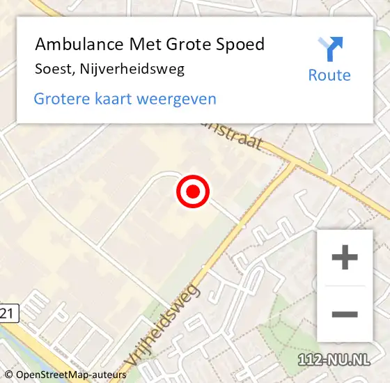 Locatie op kaart van de 112 melding: Ambulance Met Grote Spoed Naar Soest, Nijverheidsweg op 13 september 2017 10:13