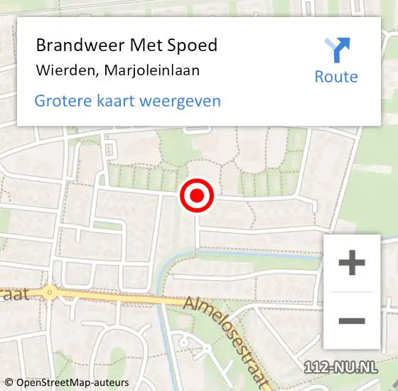 Locatie op kaart van de 112 melding: Brandweer Met Spoed Naar Wierden, Marjoleinlaan op 13 september 2017 10:20