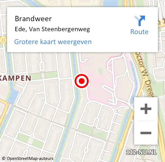 Locatie op kaart van de 112 melding: Brandweer Ede, Van Steenbergenweg op 13 september 2017 10:24