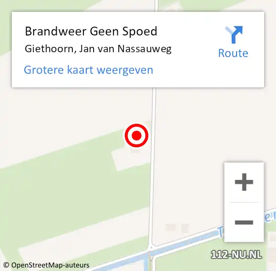 Locatie op kaart van de 112 melding: Brandweer Geen Spoed Naar Giethoorn, Jan van Nassauweg op 13 september 2017 10:26