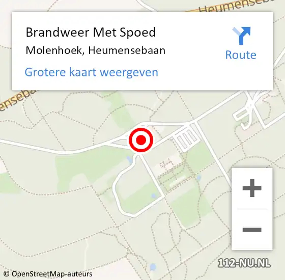 Locatie op kaart van de 112 melding: Brandweer Met Spoed Naar Molenhoek, Heumensebaan op 13 september 2017 10:45