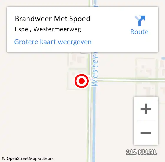 Locatie op kaart van de 112 melding: Brandweer Met Spoed Naar Espel, Westermeerweg op 13 september 2017 10:45