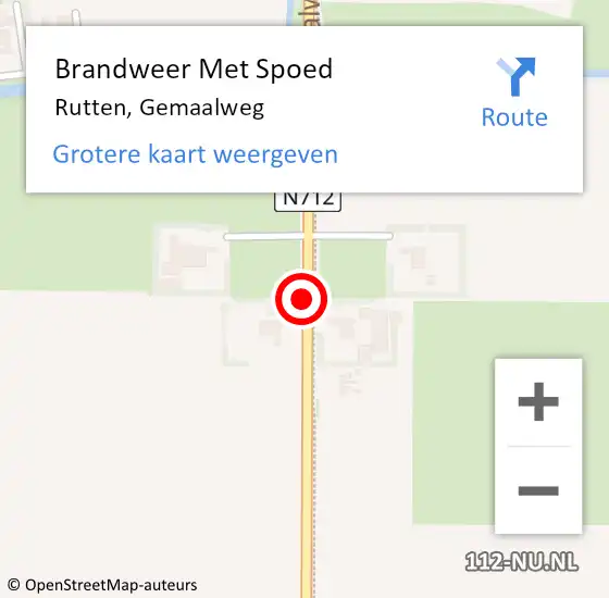 Locatie op kaart van de 112 melding: Brandweer Met Spoed Naar Rutten, Gemaalweg op 13 september 2017 10:47