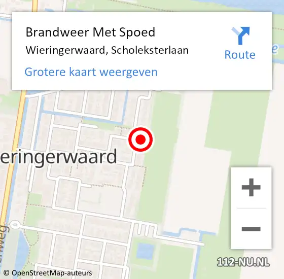 Locatie op kaart van de 112 melding: Brandweer Met Spoed Naar Wieringerwaard, Scholeksterlaan op 13 september 2017 10:49