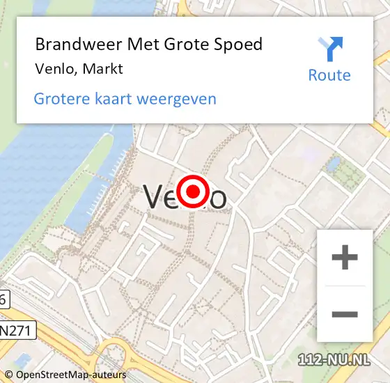 Locatie op kaart van de 112 melding: Brandweer Met Grote Spoed Naar Venlo, Markt op 13 september 2017 10:51