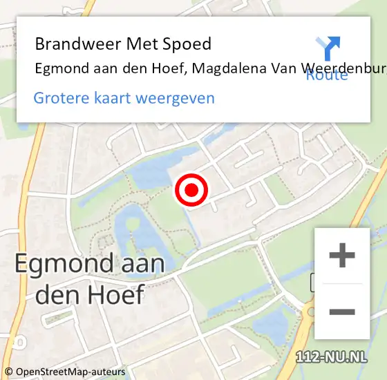 Locatie op kaart van de 112 melding: Brandweer Met Spoed Naar Egmond aan den Hoef, Magdalena Van Weerdenburglaan op 13 september 2017 10:52