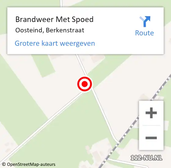 Locatie op kaart van de 112 melding: Brandweer Met Spoed Naar Oosteind, Berkenstraat op 13 september 2017 11:02