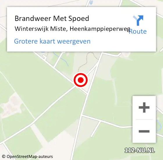 Locatie op kaart van de 112 melding: Brandweer Met Spoed Naar Winterswijk Miste, Heenkamppieperweg op 13 september 2017 11:06