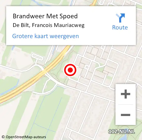 Locatie op kaart van de 112 melding: Brandweer Met Spoed Naar De Bilt, Francois Mauriacweg op 13 september 2017 11:17