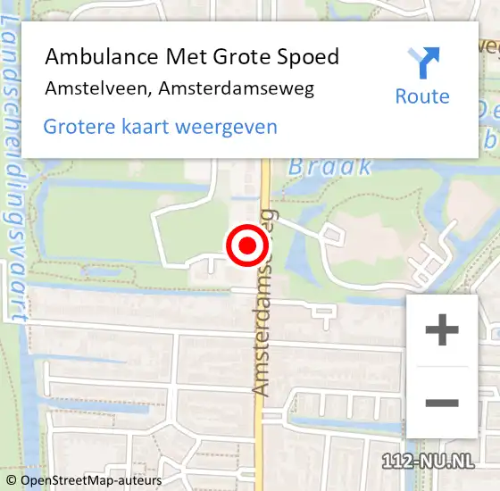 Locatie op kaart van de 112 melding: Ambulance Met Grote Spoed Naar Amstelveen, Amsterdamseweg op 13 september 2017 11:24