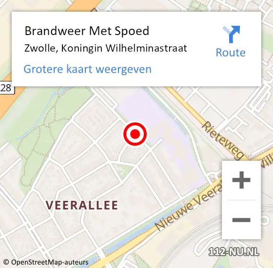 Locatie op kaart van de 112 melding: Brandweer Met Spoed Naar Zwolle, Koningin Wilhelminastraat op 13 september 2017 11:33