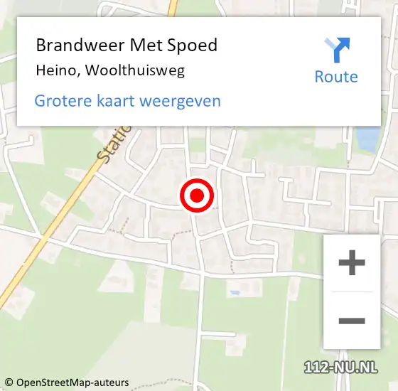 Locatie op kaart van de 112 melding: Brandweer Met Spoed Naar Heino, Woolthuisweg op 13 september 2017 11:38