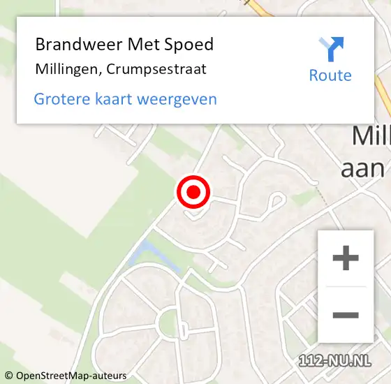 Locatie op kaart van de 112 melding: Brandweer Met Spoed Naar Millingen, Crumpsestraat op 13 september 2017 11:48