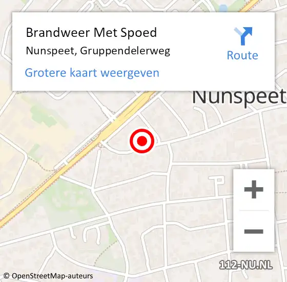 Locatie op kaart van de 112 melding: Brandweer Met Spoed Naar Nunspeet, Gruppendelerweg op 13 september 2017 11:49