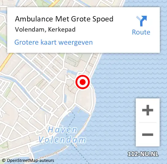 Locatie op kaart van de 112 melding: Ambulance Met Grote Spoed Naar Volendam, Kerkepad op 13 september 2017 11:51