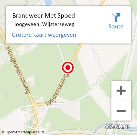 Locatie op kaart van de 112 melding: Brandweer Met Spoed Naar Hoogeveen, Wijsterseweg op 13 september 2017 11:52