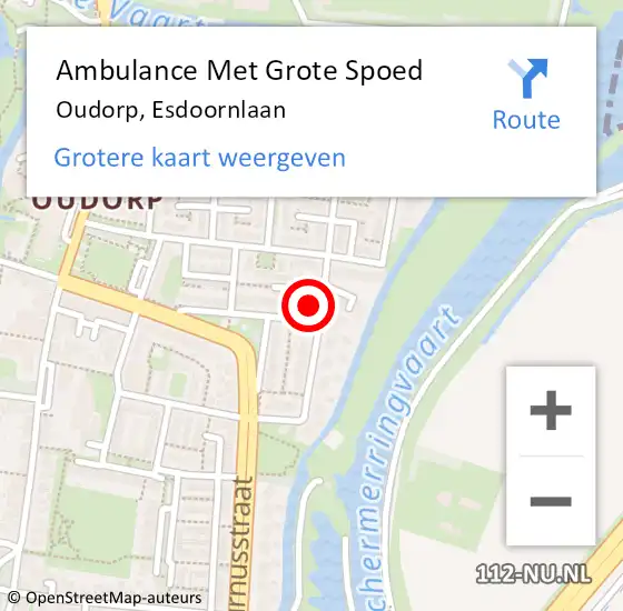 Locatie op kaart van de 112 melding: Ambulance Met Grote Spoed Naar Oudorp, Esdoornlaan op 1 februari 2014 12:49