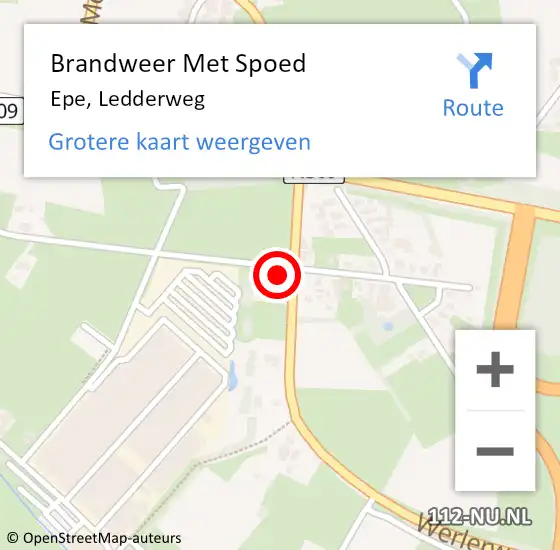 Locatie op kaart van de 112 melding: Brandweer Met Spoed Naar Epe, Ledderweg op 13 september 2017 11:57