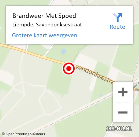 Locatie op kaart van de 112 melding: Brandweer Met Spoed Naar Liempde, Savendonksestraat op 13 september 2017 12:01