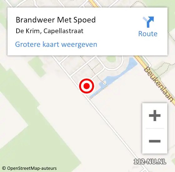 Locatie op kaart van de 112 melding: Brandweer Met Spoed Naar De Krim, Capellastraat op 13 september 2017 12:02