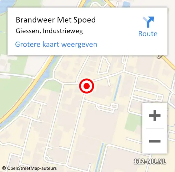 Locatie op kaart van de 112 melding: Brandweer Met Spoed Naar Giessen, Industrieweg op 13 september 2017 12:05