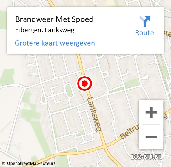 Locatie op kaart van de 112 melding: Brandweer Met Spoed Naar Eibergen, Lariksweg op 13 september 2017 12:10