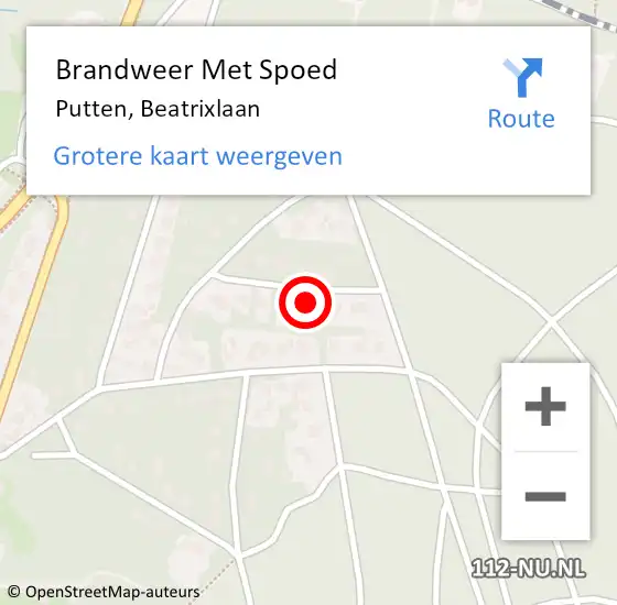 Locatie op kaart van de 112 melding: Brandweer Met Spoed Naar Putten, Beatrixlaan op 13 september 2017 12:11