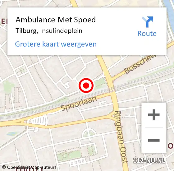 Locatie op kaart van de 112 melding: Ambulance Met Spoed Naar Tilburg, Insulindeplein op 13 september 2017 12:17