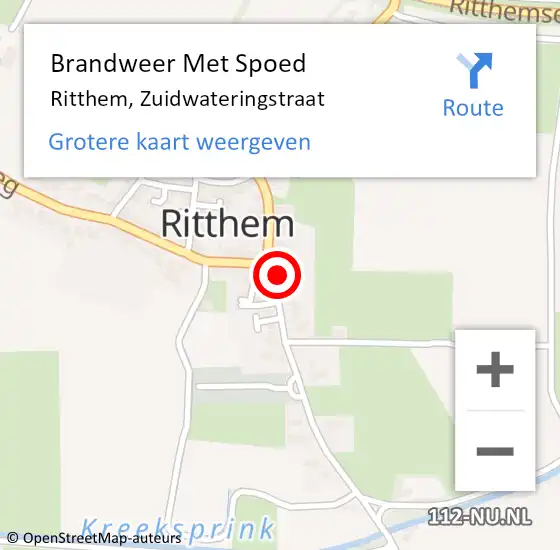 Locatie op kaart van de 112 melding: Brandweer Met Spoed Naar Ritthem, Zuidwateringstraat op 13 september 2017 12:19