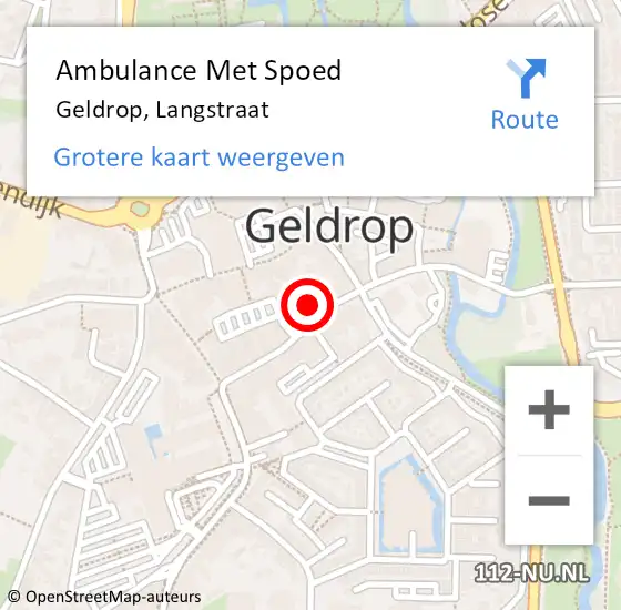 Locatie op kaart van de 112 melding: Ambulance Met Spoed Naar Geldrop, Langstraat op 13 september 2017 12:24