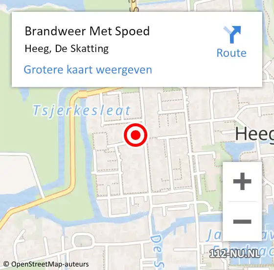 Locatie op kaart van de 112 melding: Brandweer Met Spoed Naar Heeg, De Skatting op 13 september 2017 12:24