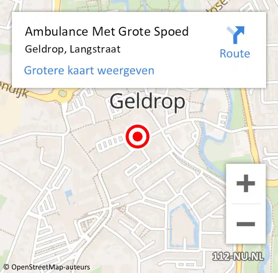 Locatie op kaart van de 112 melding: Ambulance Met Grote Spoed Naar Geldrop, Langstraat op 13 september 2017 12:26