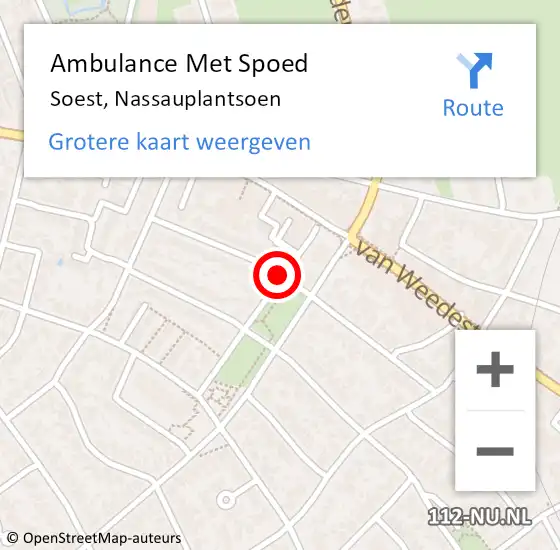 Locatie op kaart van de 112 melding: Ambulance Met Spoed Naar Soest, Nassauplantsoen op 13 september 2017 12:42