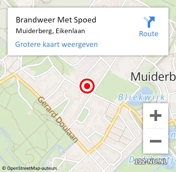 Locatie op kaart van de 112 melding: Brandweer Met Spoed Naar Muiderberg, Eikenlaan op 13 september 2017 12:43