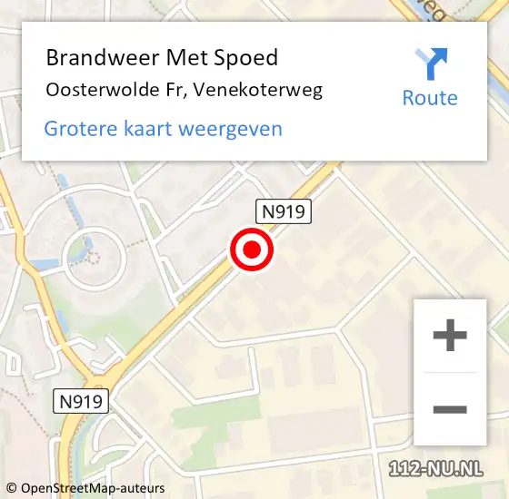 Locatie op kaart van de 112 melding: Brandweer Met Spoed Naar Oosterwolde Fr, Venekoterweg op 13 september 2017 12:48