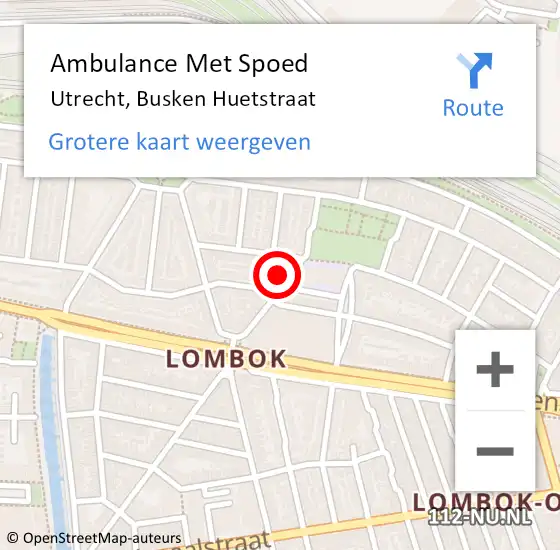 Locatie op kaart van de 112 melding: Ambulance Met Spoed Naar Utrecht, Busken Huetstraat op 13 september 2017 12:50