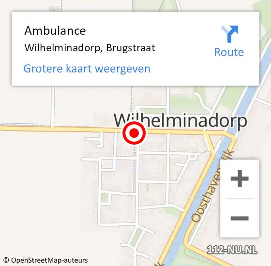 Locatie op kaart van de 112 melding: Ambulance Wilhelminadorp, Brugstraat op 13 september 2017 12:59