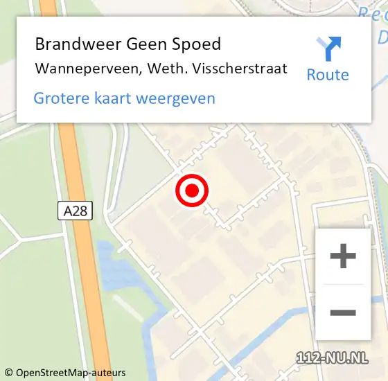 Locatie op kaart van de 112 melding: Brandweer Geen Spoed Naar Wanneperveen, Weth. Visscherstraat op 13 september 2017 13:05