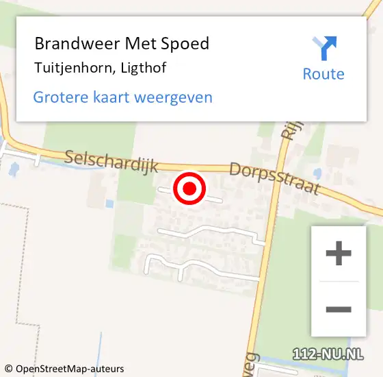 Locatie op kaart van de 112 melding: Brandweer Met Spoed Naar Tuitjenhorn, Ligthof op 13 september 2017 13:07