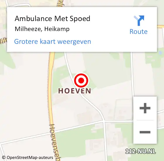 Locatie op kaart van de 112 melding: Ambulance Met Spoed Naar Milheeze, Heikamp op 13 september 2017 13:08