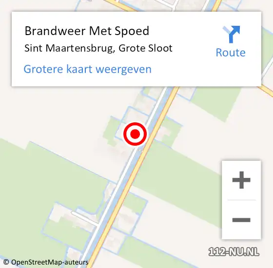 Locatie op kaart van de 112 melding: Brandweer Met Spoed Naar Sint Maartensbrug, Grote Sloot op 13 september 2017 13:14