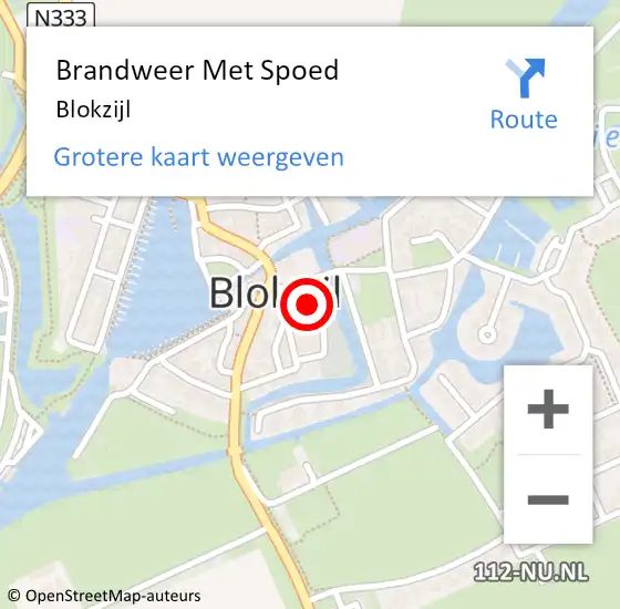Locatie op kaart van de 112 melding: Brandweer Met Spoed Naar Blokzijl op 13 september 2017 13:25