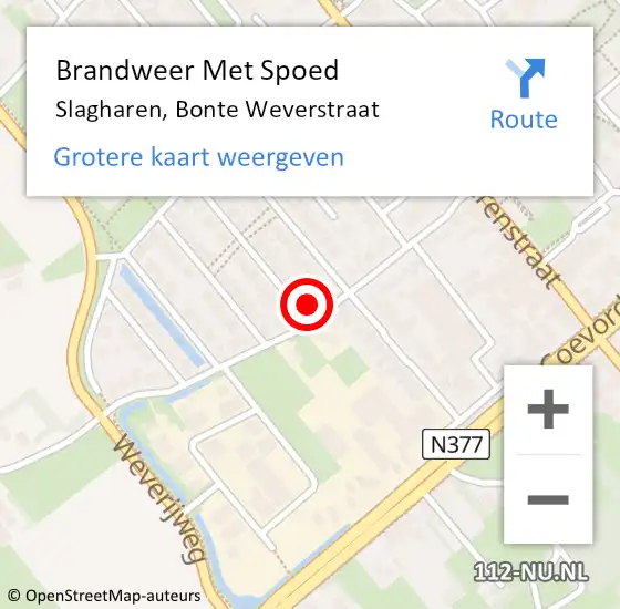 Locatie op kaart van de 112 melding: Brandweer Met Spoed Naar Slagharen, Bonte Weverstraat op 13 september 2017 13:25
