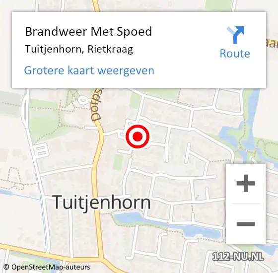 Locatie op kaart van de 112 melding: Brandweer Met Spoed Naar Tuitjenhorn, Rietkraag op 13 september 2017 13:29