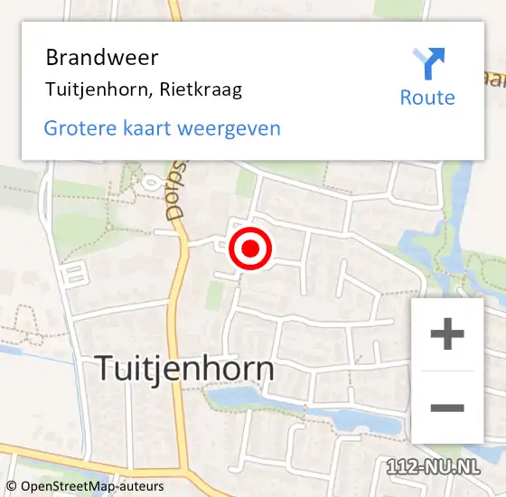 Locatie op kaart van de 112 melding: Brandweer Tuitjenhorn, Rietkraag op 13 september 2017 13:31