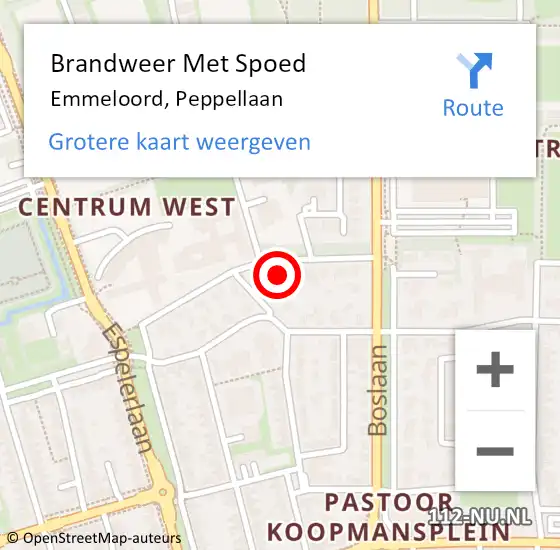 Locatie op kaart van de 112 melding: Brandweer Met Spoed Naar Emmeloord, Peppellaan op 13 september 2017 13:35